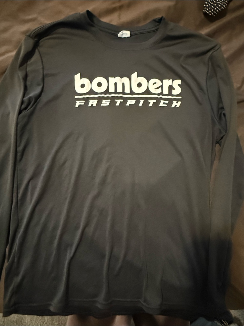 Port and Company Black Long Sleeve "Bombers Fastpitch" Tee